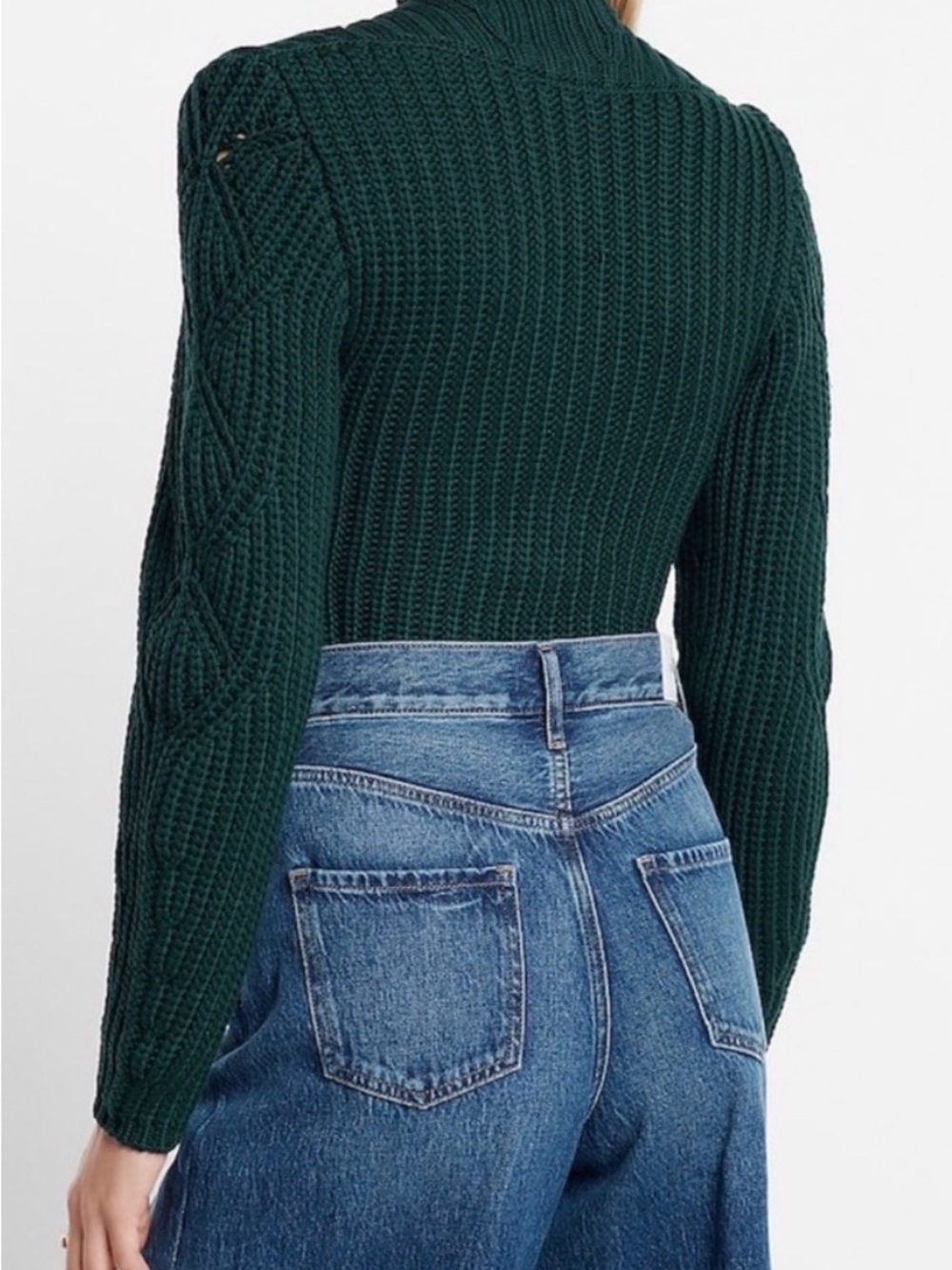 Express Forest Green Knit Sweater (Please check photos for snag in back.) - Picture 2 of 6
